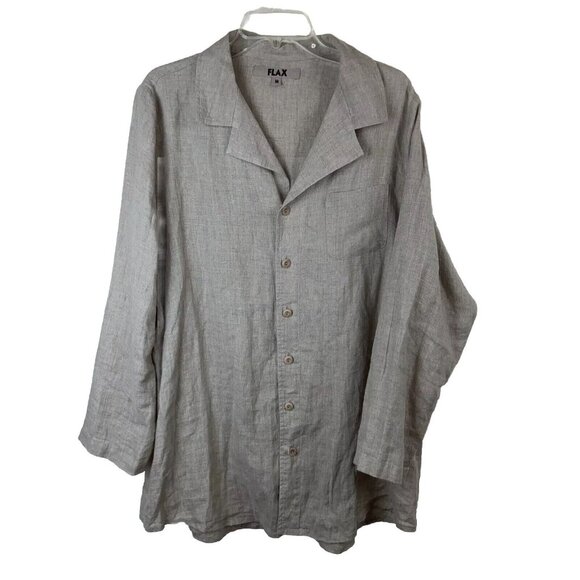 Flax Women's Linen Shirt Sz M  Oversized Lagenlook Boho Minimalist - Picture 1 of 8